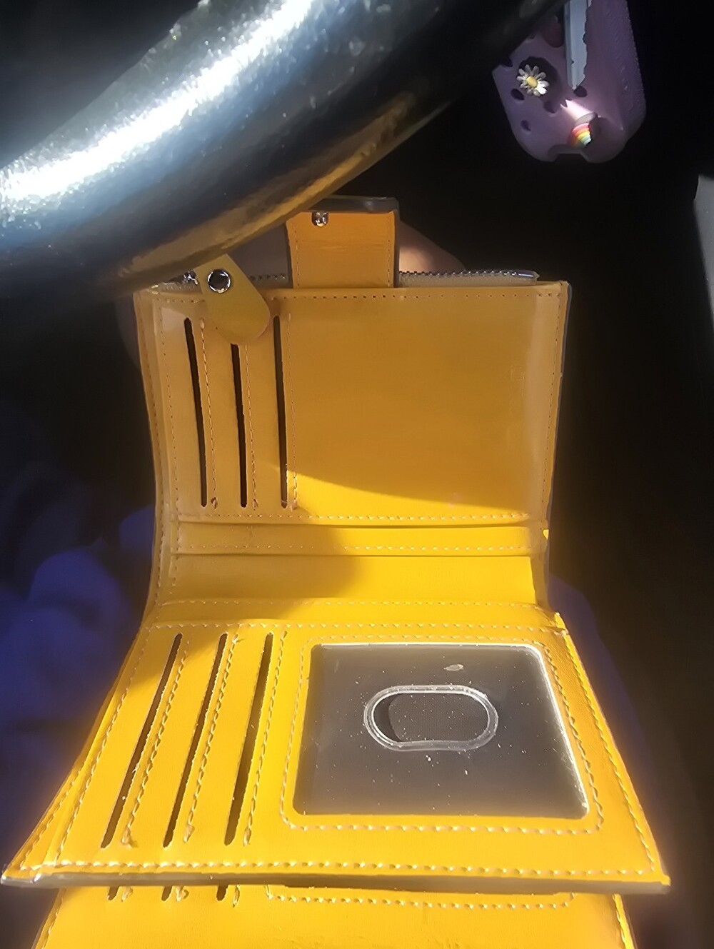 Yellow Bi-Fold Wallet with ID Window